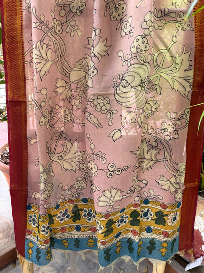 Bangalore silk penkalamkari dupatta