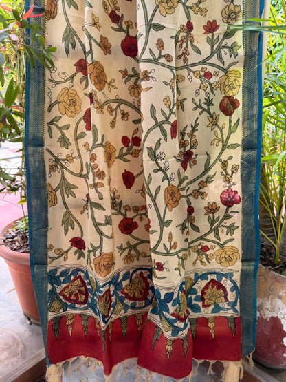 Bangalore silk penkalamkari dupatta