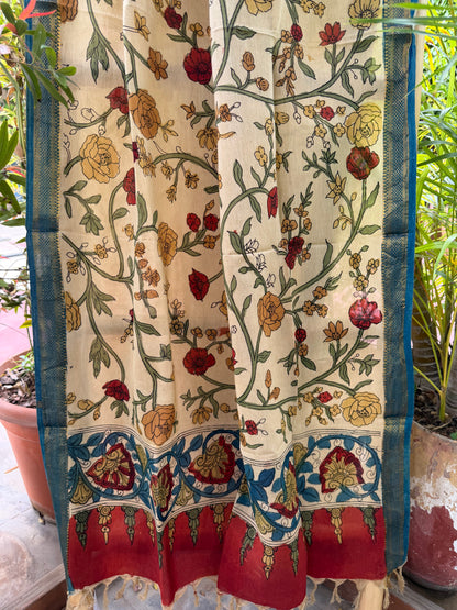 Bangalore silk penkalamkari dupatta