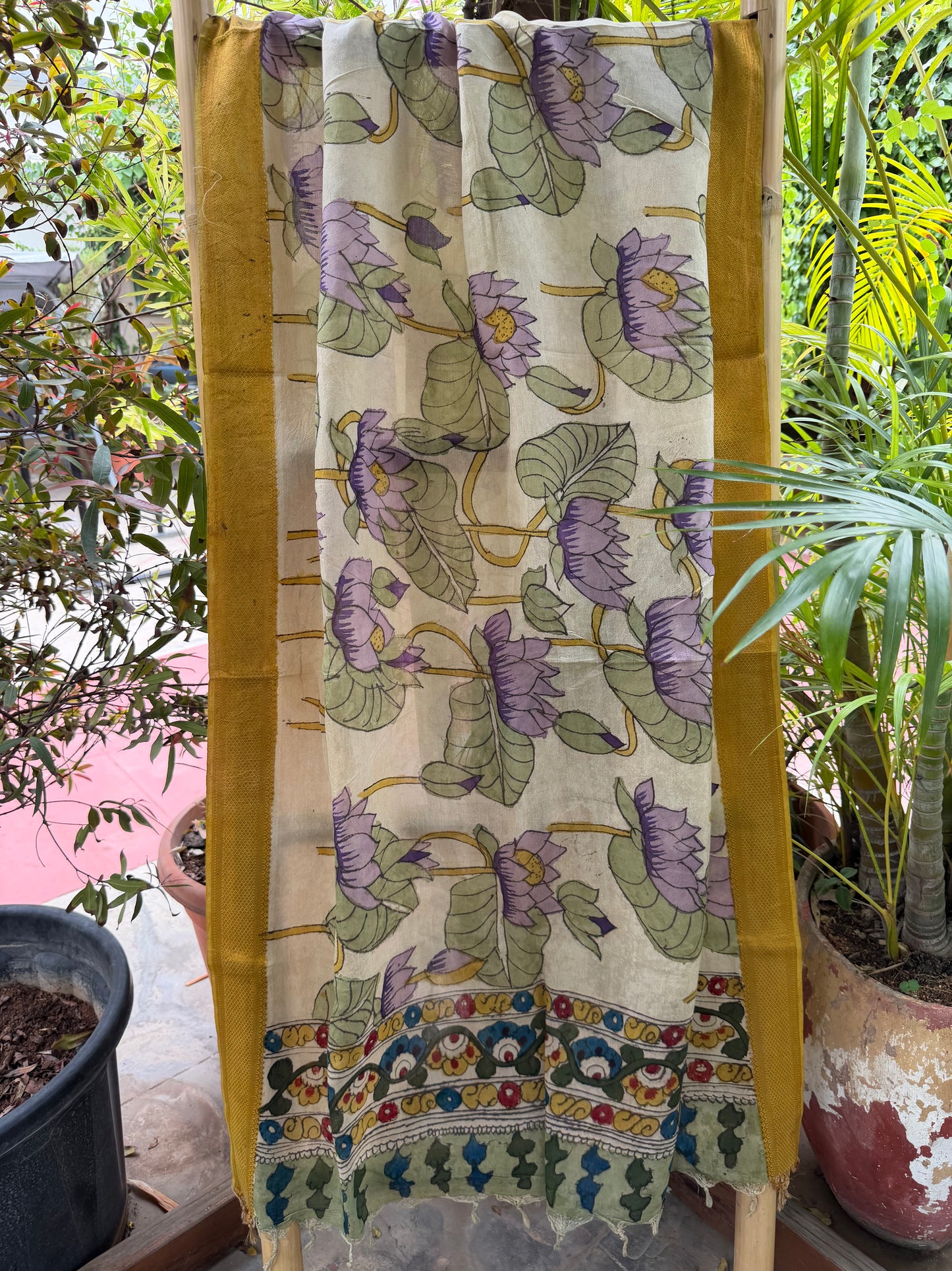 Bangalore silk penkalamkari dupatta