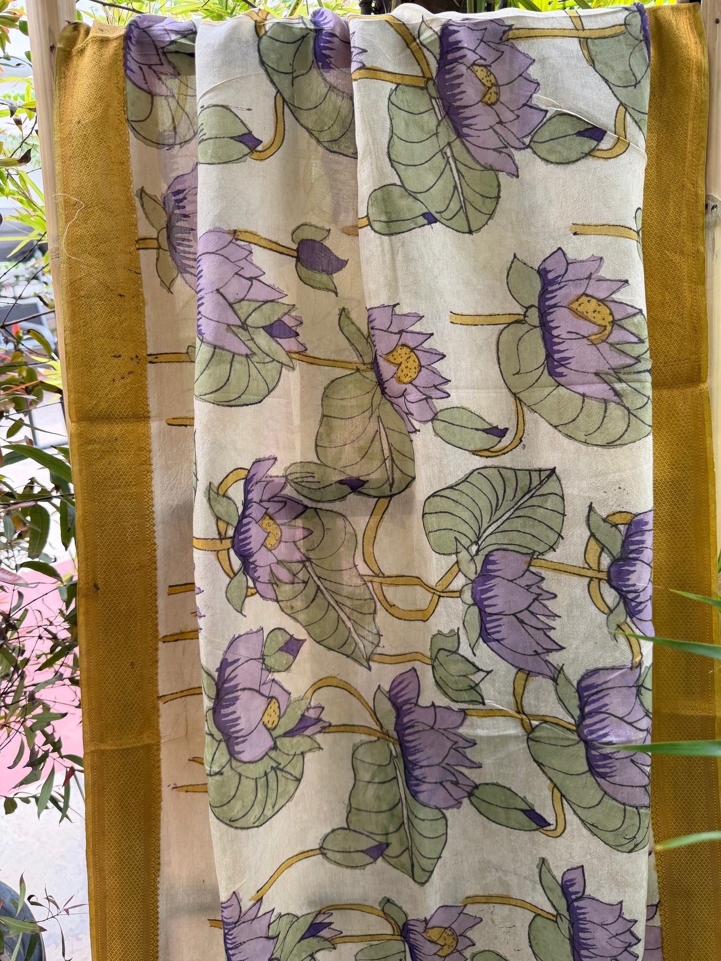 Bangalore silk penkalamkari dupatta