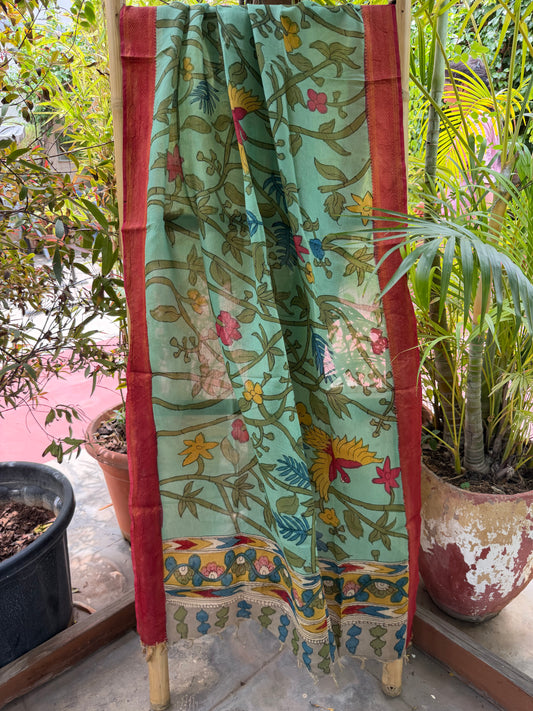Bangalore silk penkalamkari dupatta