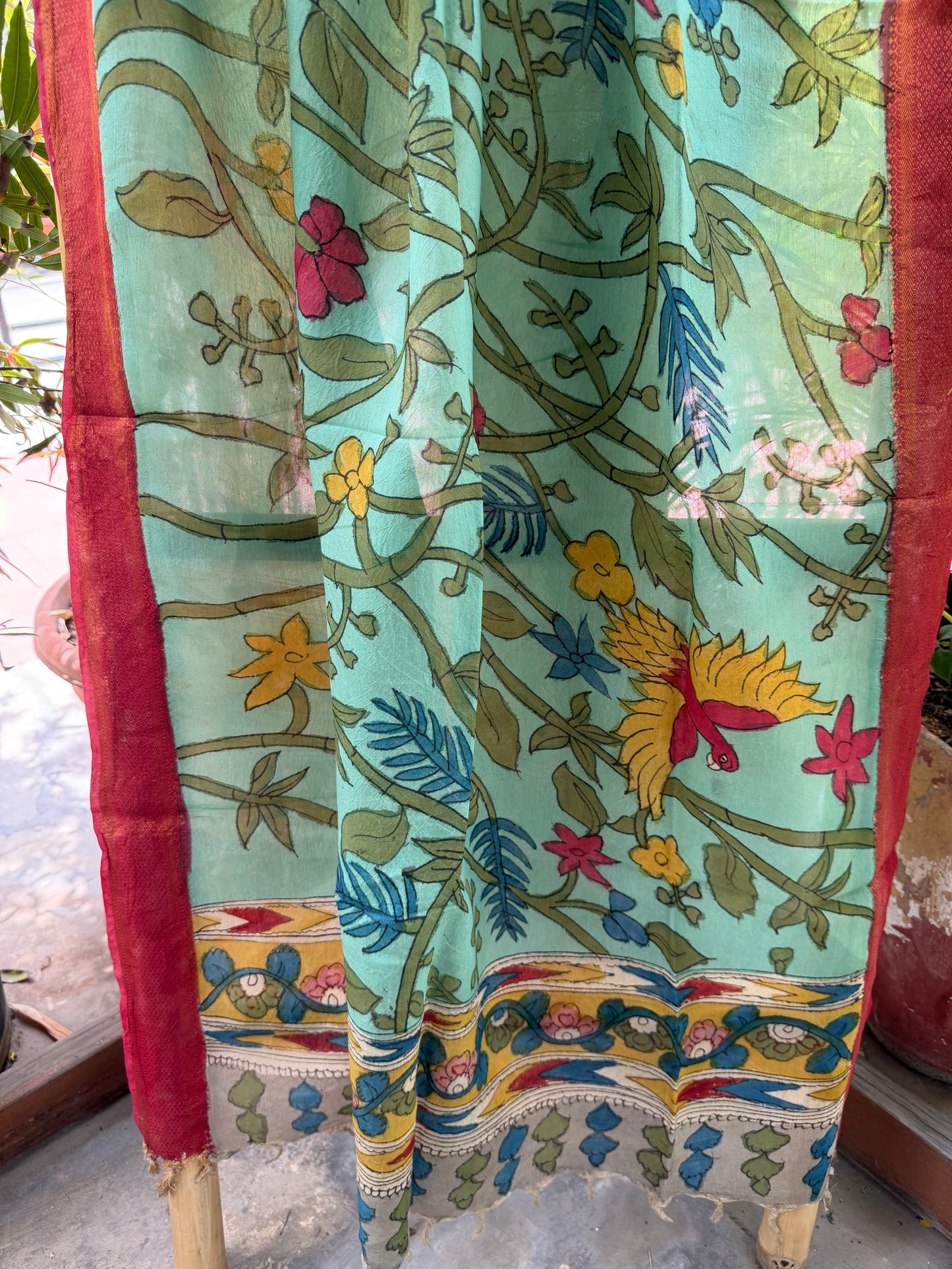 Bangalore silk penkalamkari dupatta