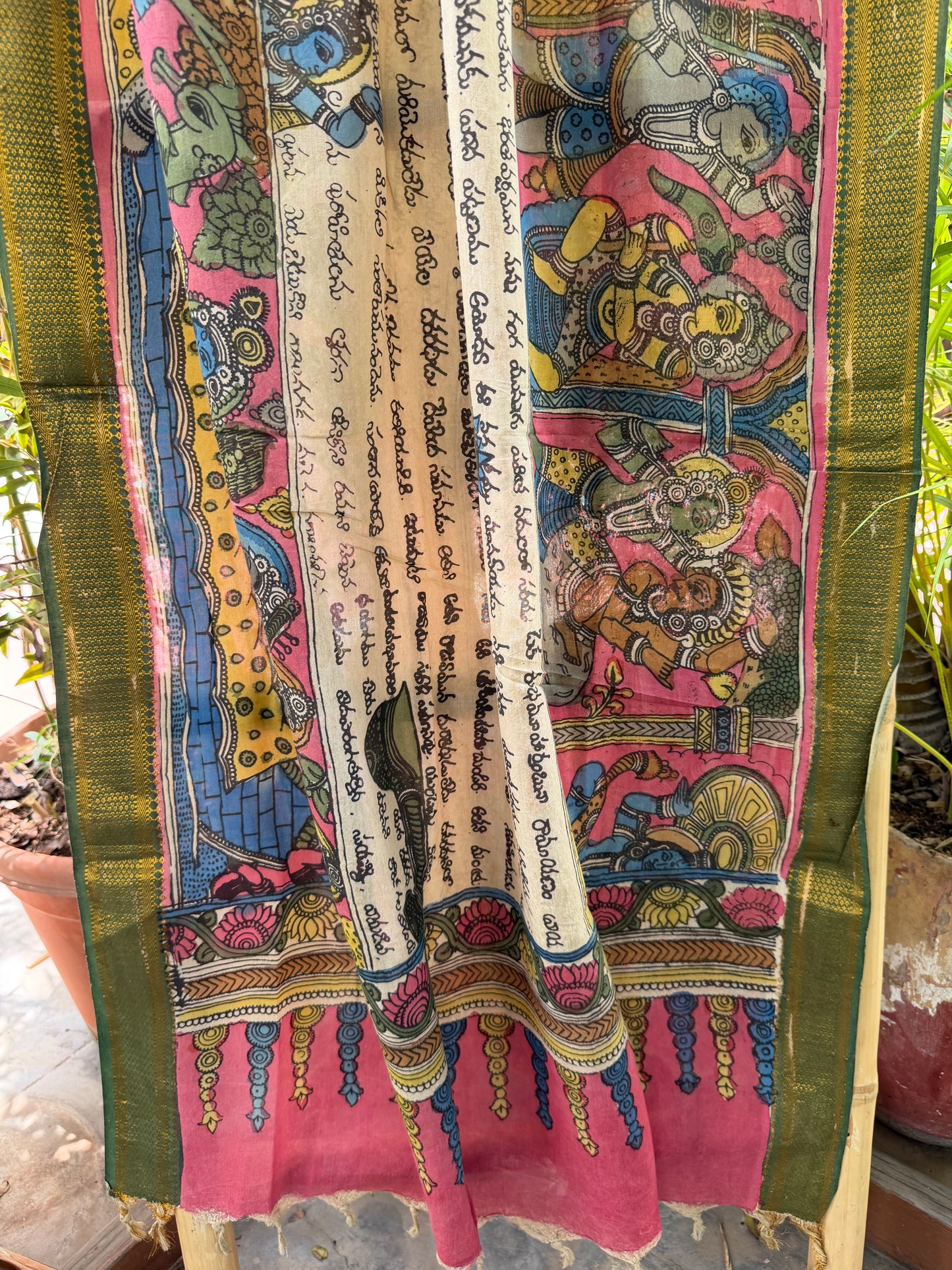 Bangalore silk penkalamkari dupatta