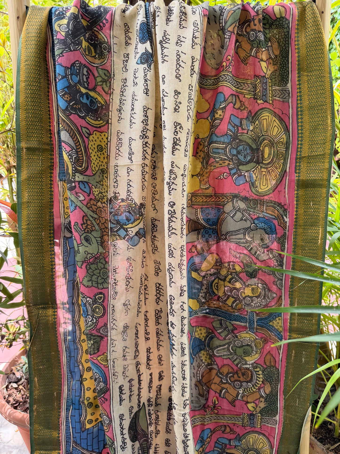 Bangalore silk penkalamkari dupatta