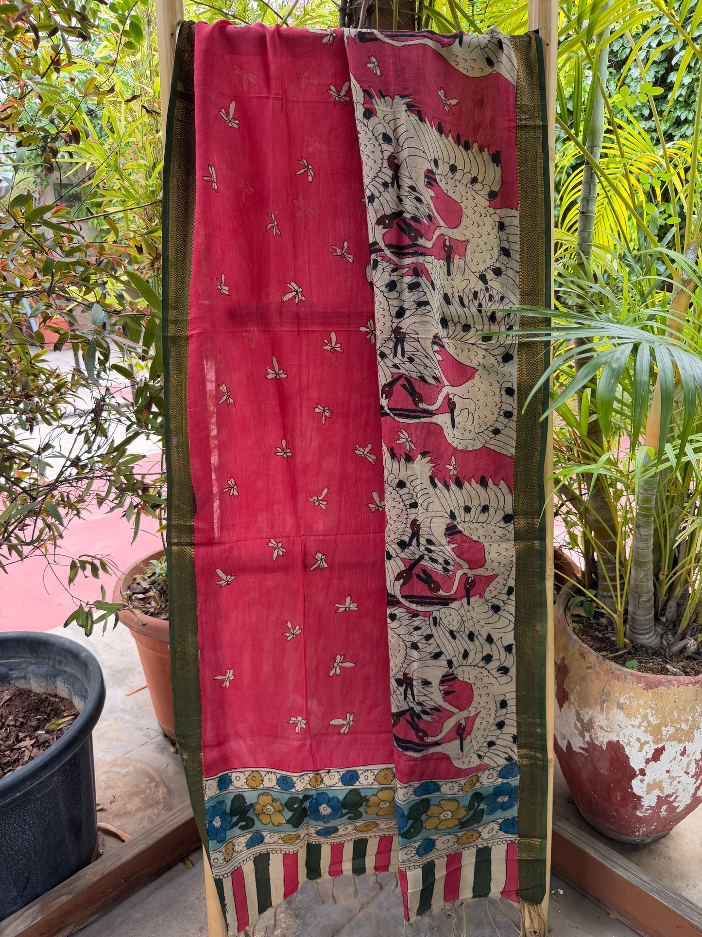 Bangalore silk penkalamkari dupatta