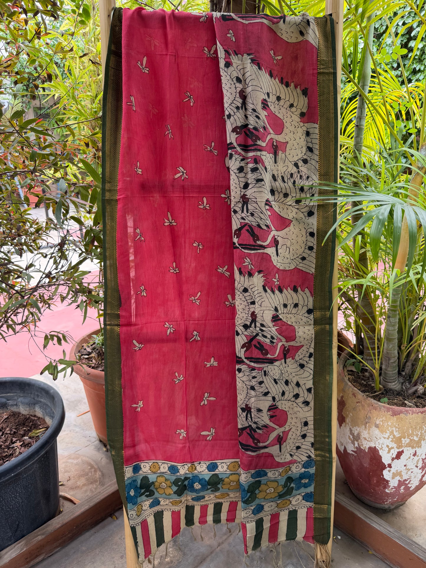 Bangalore silk penkalamkari dupatta
