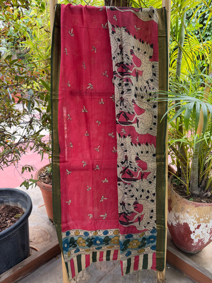 Bangalore silk penkalamkari dupatta