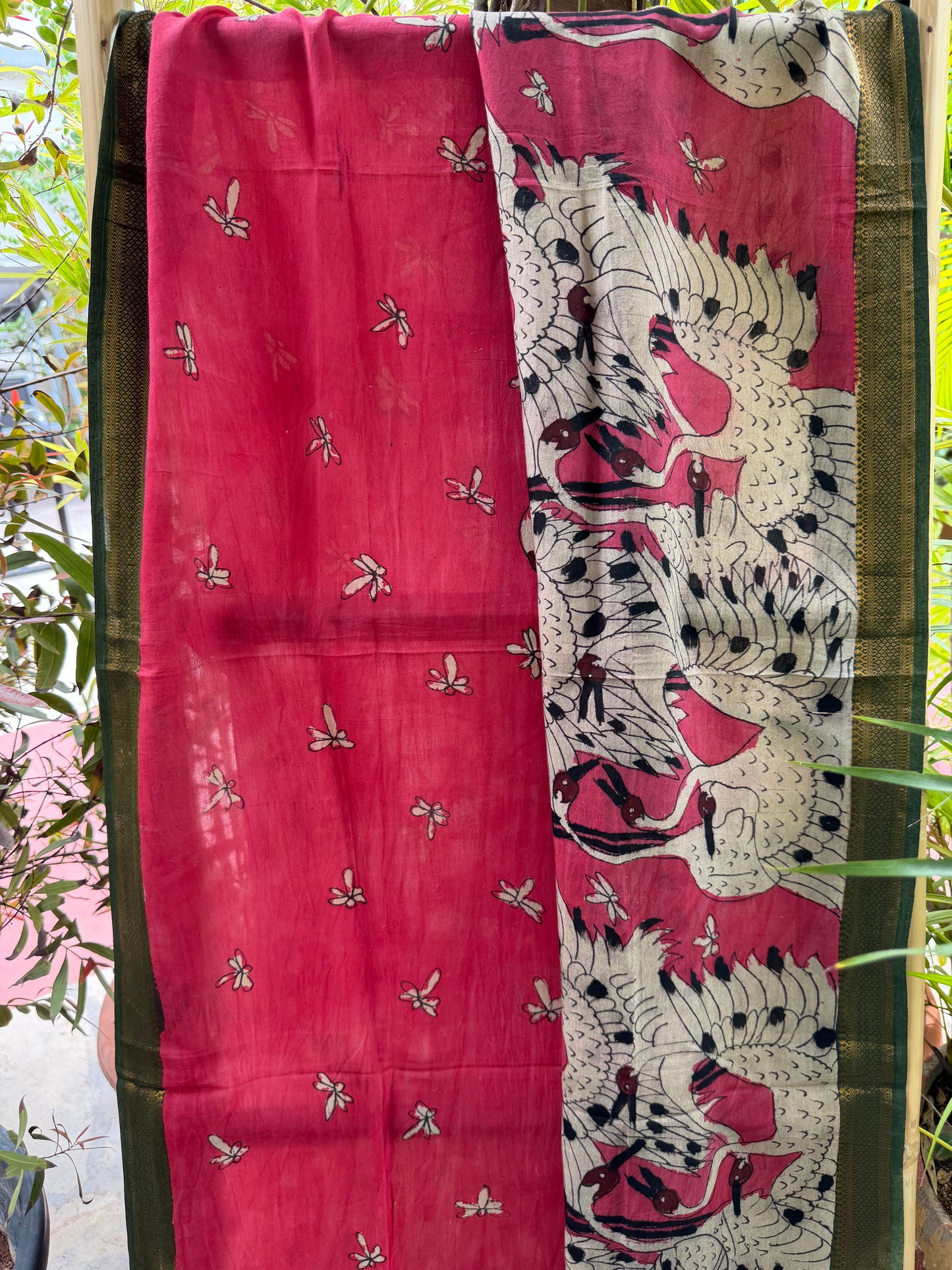 Bangalore silk penkalamkari dupatta