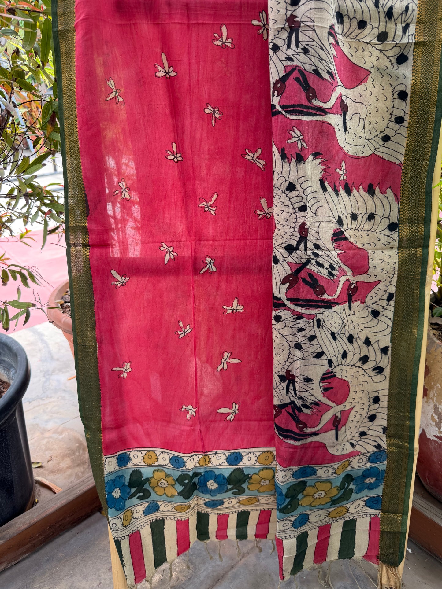 Bangalore silk penkalamkari dupatta