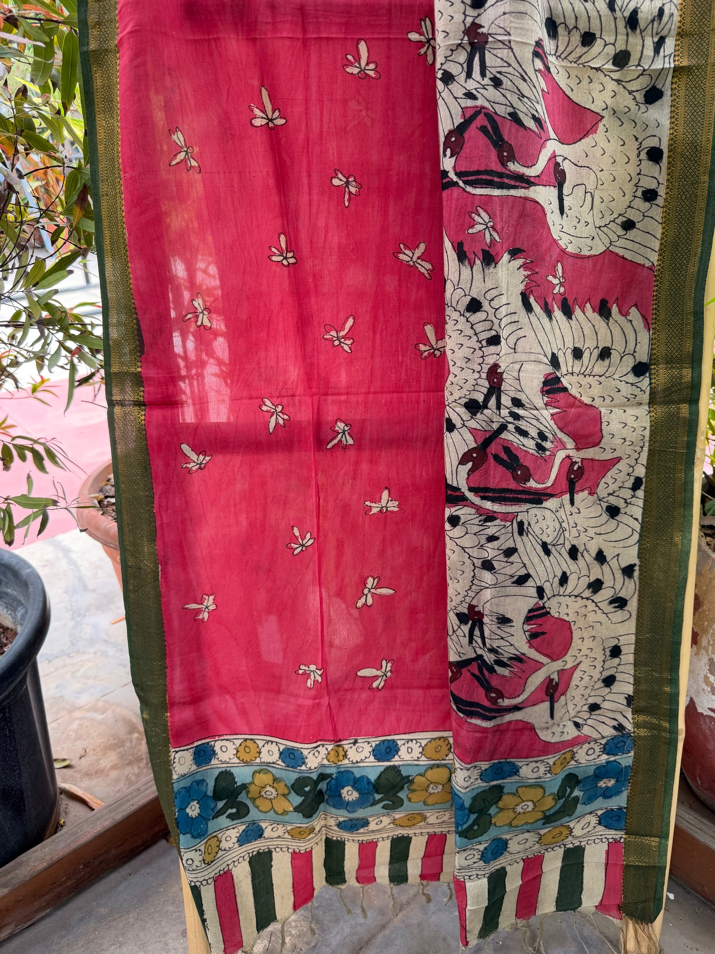 Bangalore silk penkalamkari dupatta