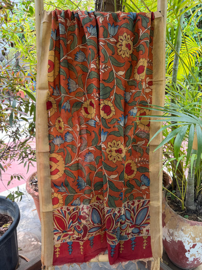 Bangalore silk penkalamkari dupatta