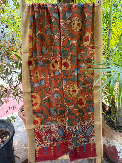 Bangalore silk penkalamkari dupatta