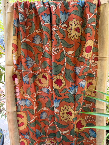 Bangalore silk penkalamkari dupatta