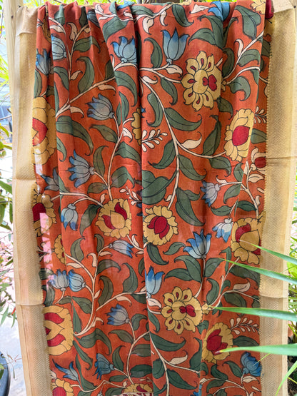 Bangalore silk penkalamkari dupatta