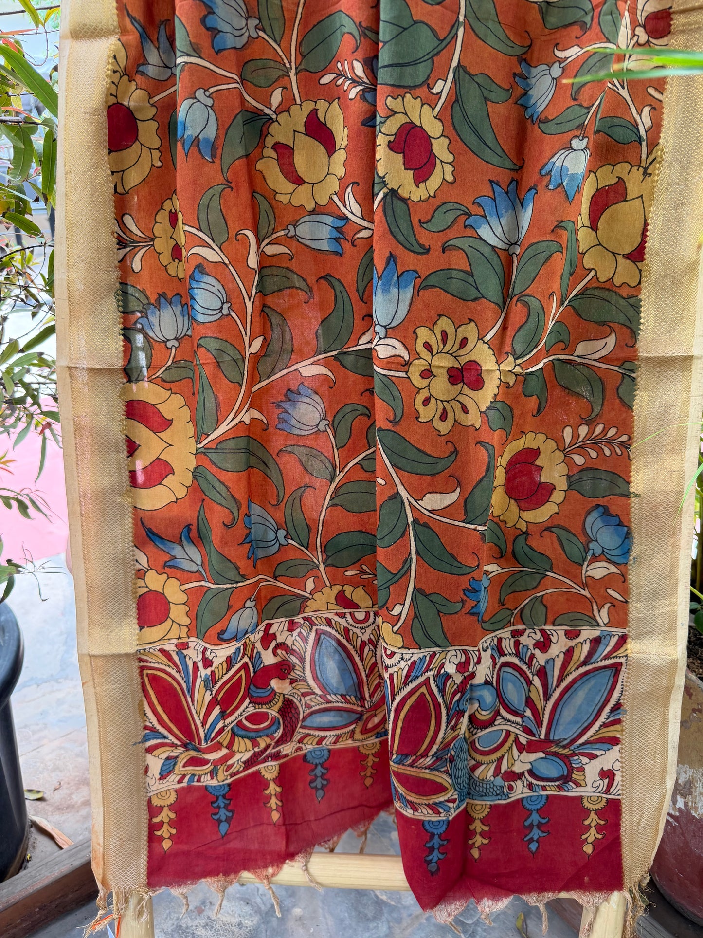 Bangalore silk penkalamkari dupatta