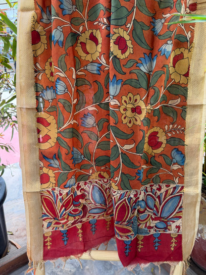 Bangalore silk penkalamkari dupatta