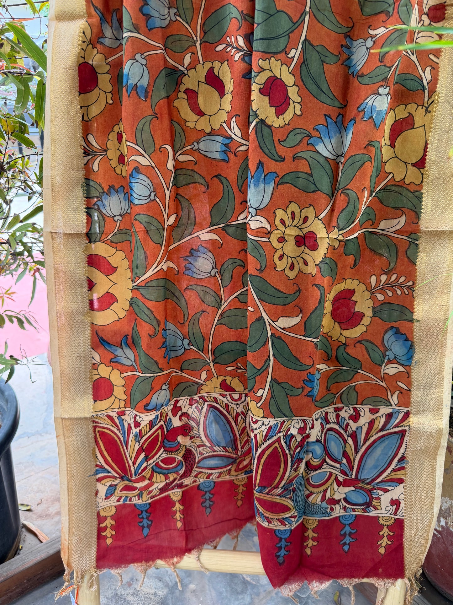 Bangalore silk penkalamkari dupatta