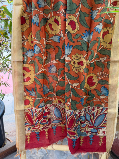 Bangalore silk penkalamkari dupatta