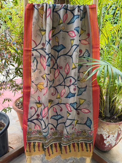 Bangalore silk penkalamkari dupatta