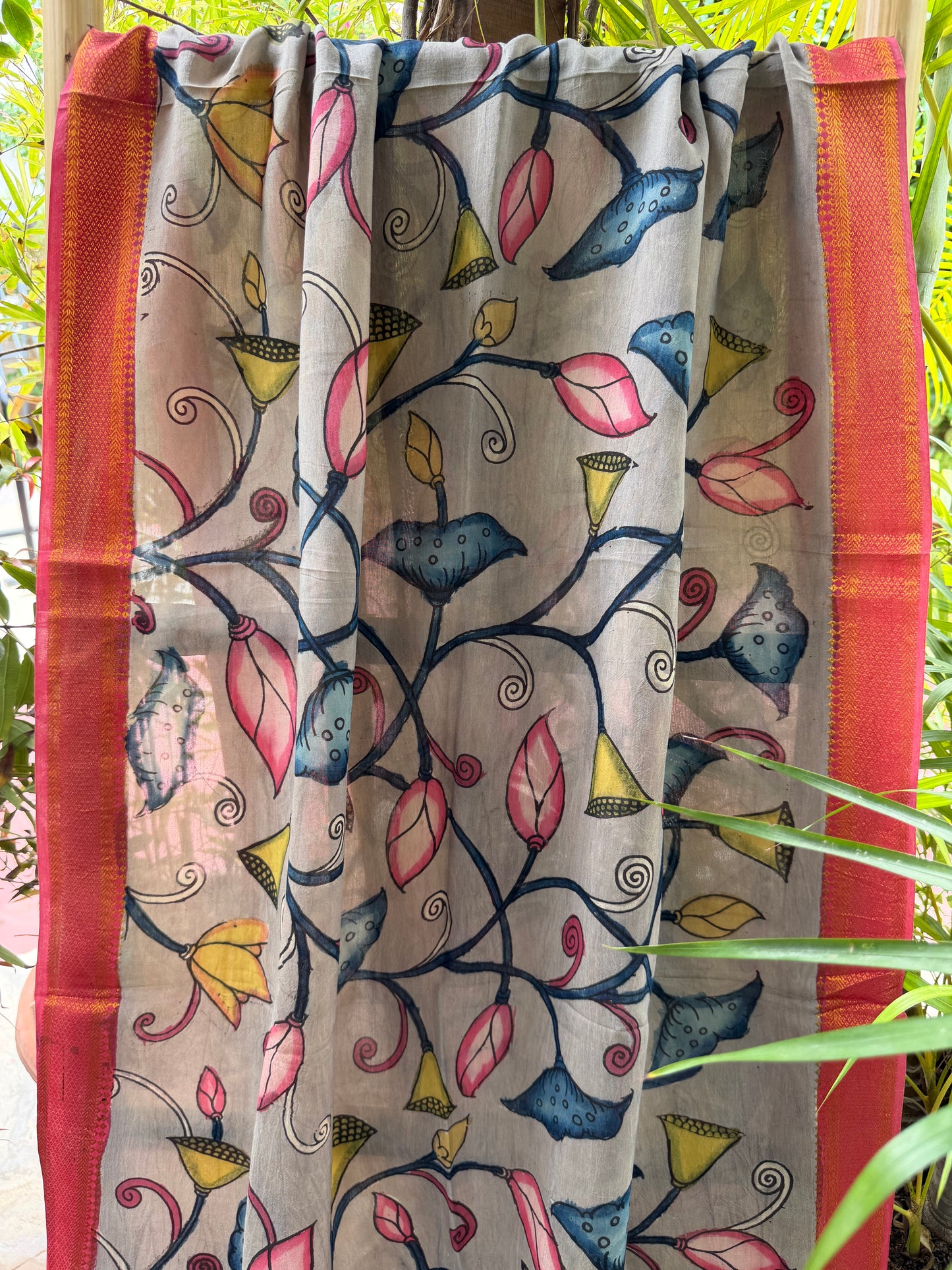 Bangalore silk penkalamkari dupatta