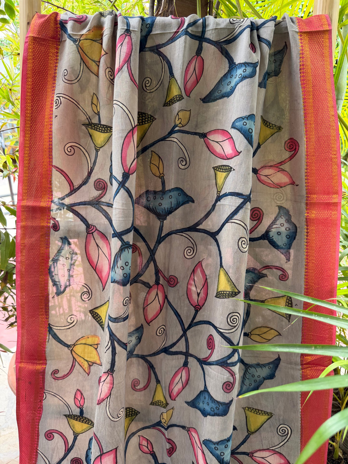 Bangalore silk penkalamkari dupatta
