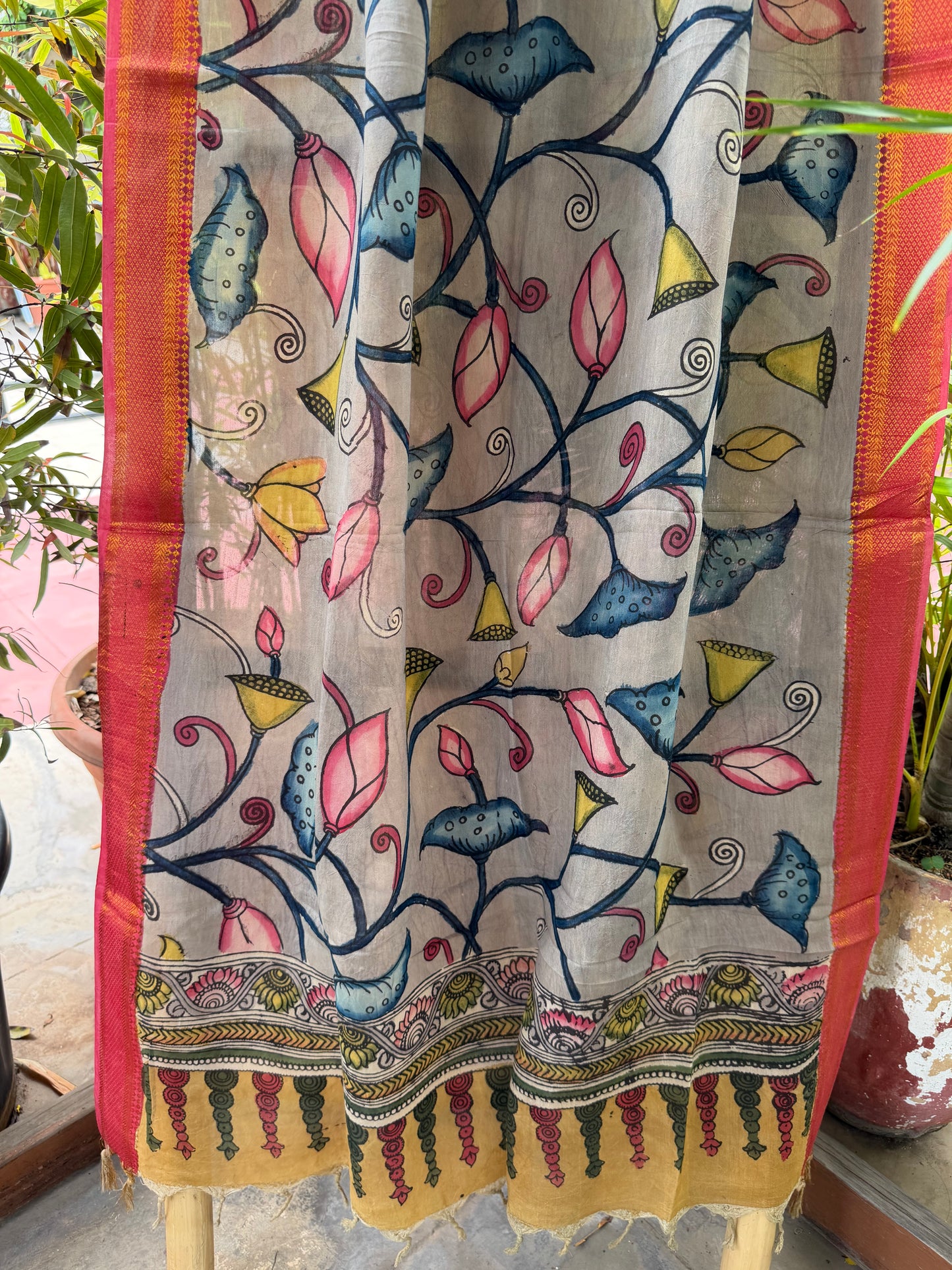Bangalore silk penkalamkari dupatta