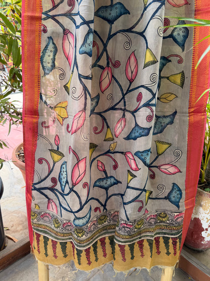Bangalore silk penkalamkari dupatta
