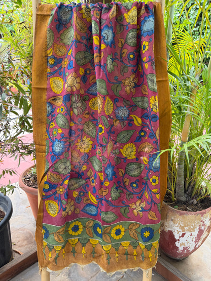 Bangalore silk penkalamkari dupatta