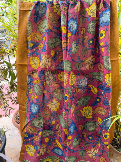 Bangalore silk penkalamkari dupatta