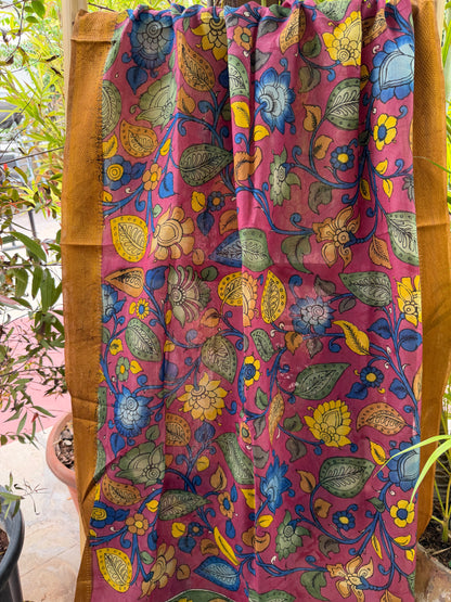 Bangalore silk penkalamkari dupatta
