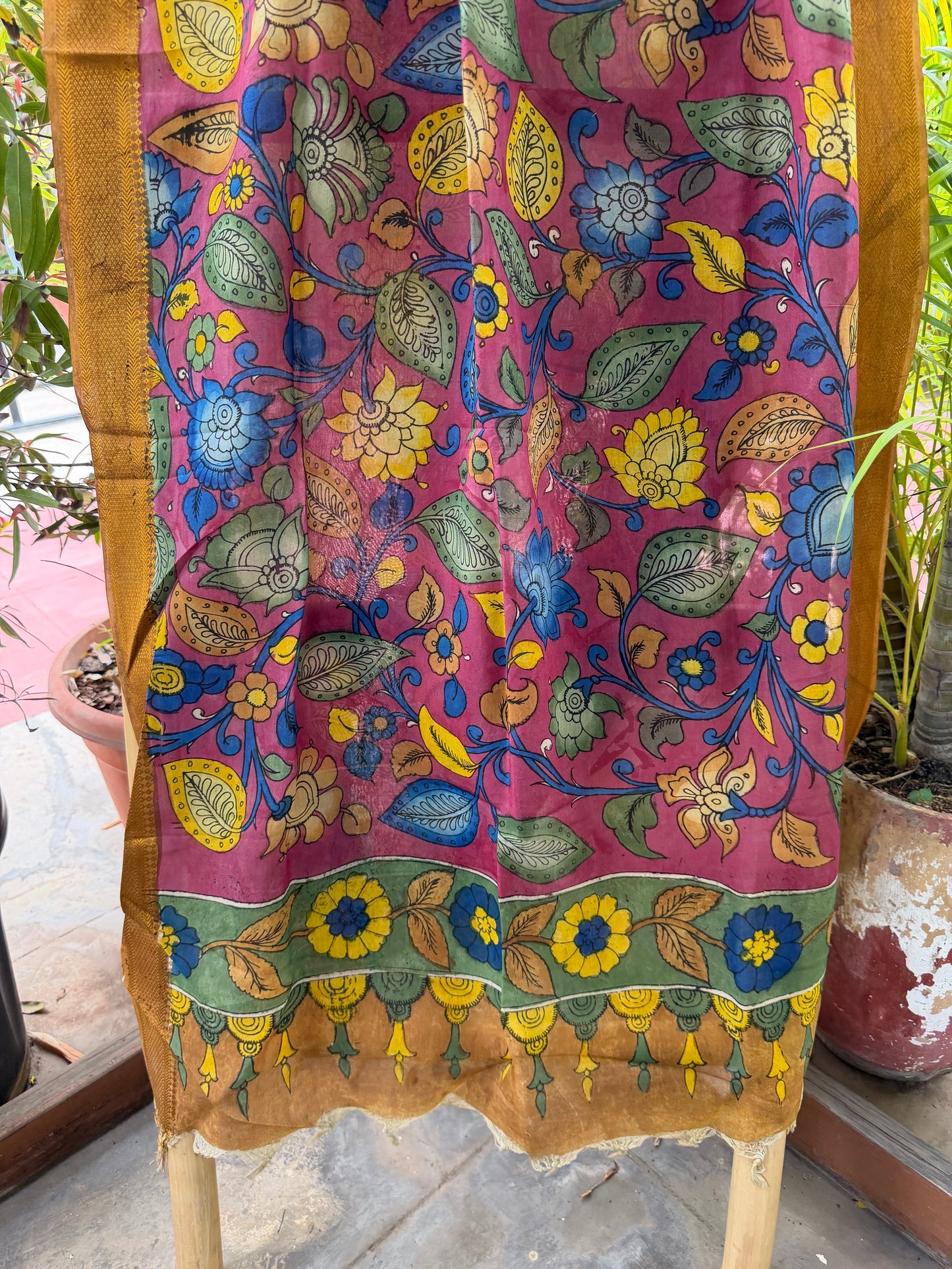 Bangalore silk penkalamkari dupatta