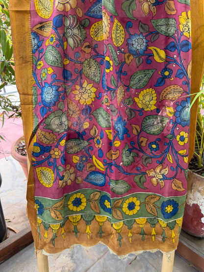 Bangalore silk penkalamkari dupatta