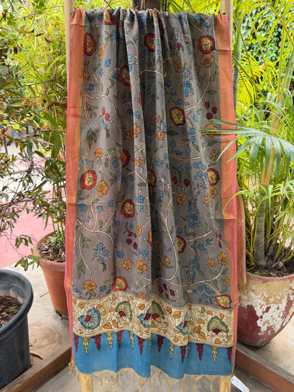 Bangalore silk penkalamkari dupatta