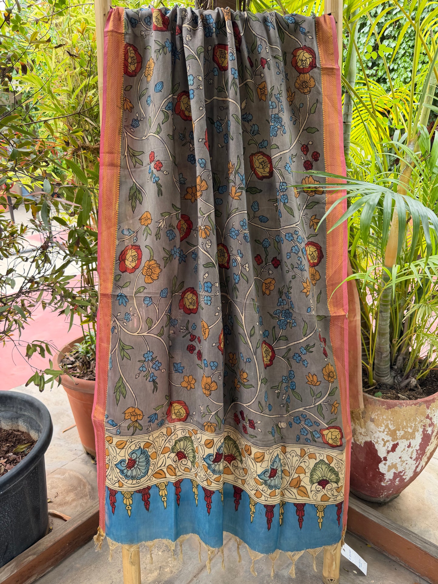 Bangalore silk penkalamkari dupatta