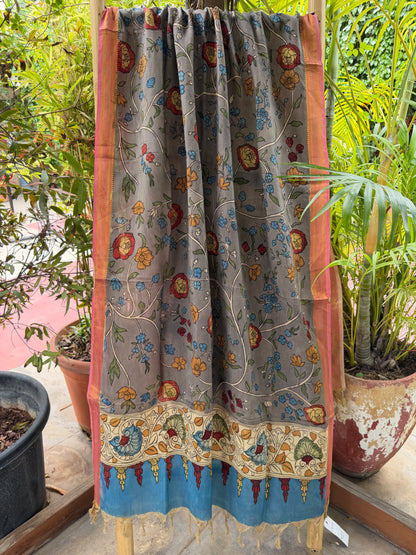 Bangalore silk penkalamkari dupatta