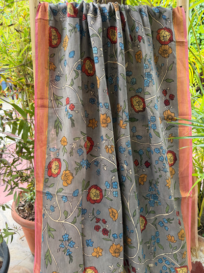 Bangalore silk penkalamkari dupatta