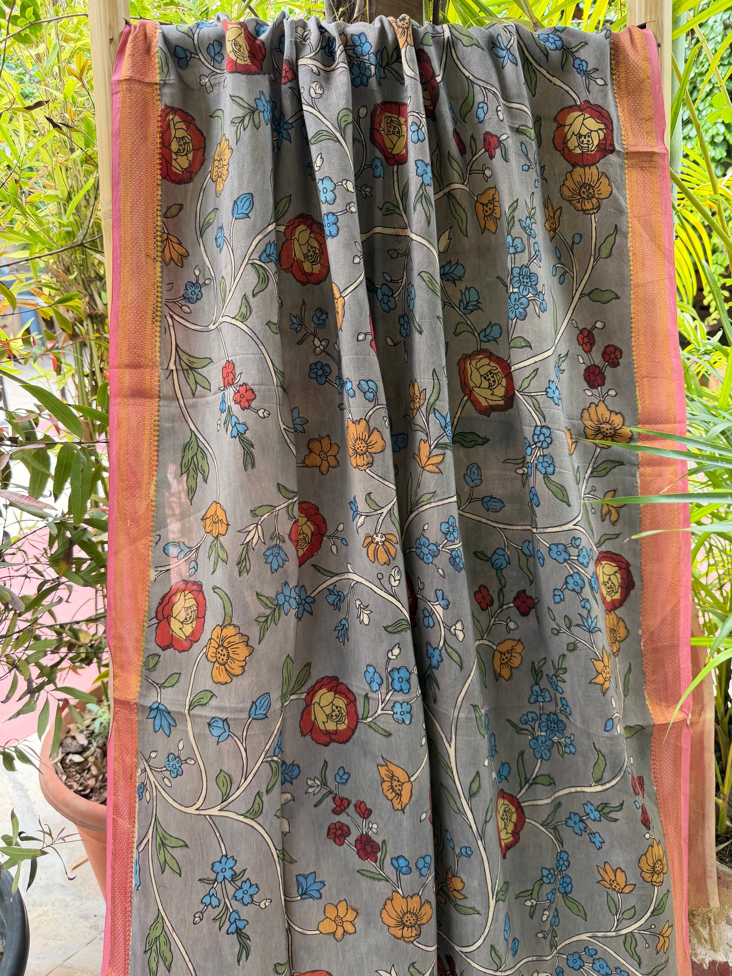 Bangalore silk penkalamkari dupatta