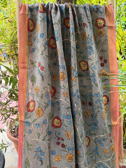 Bangalore silk penkalamkari dupatta