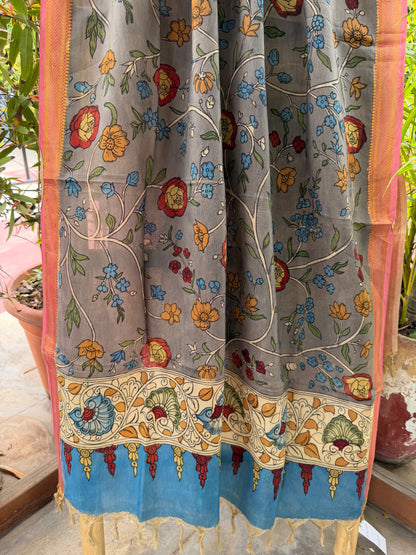 Bangalore silk penkalamkari dupatta