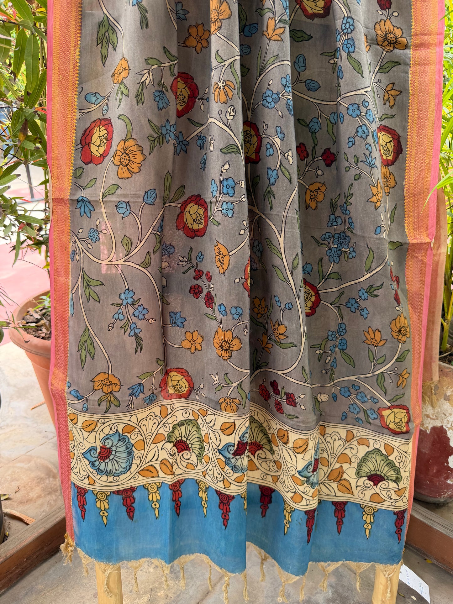 Bangalore silk penkalamkari dupatta
