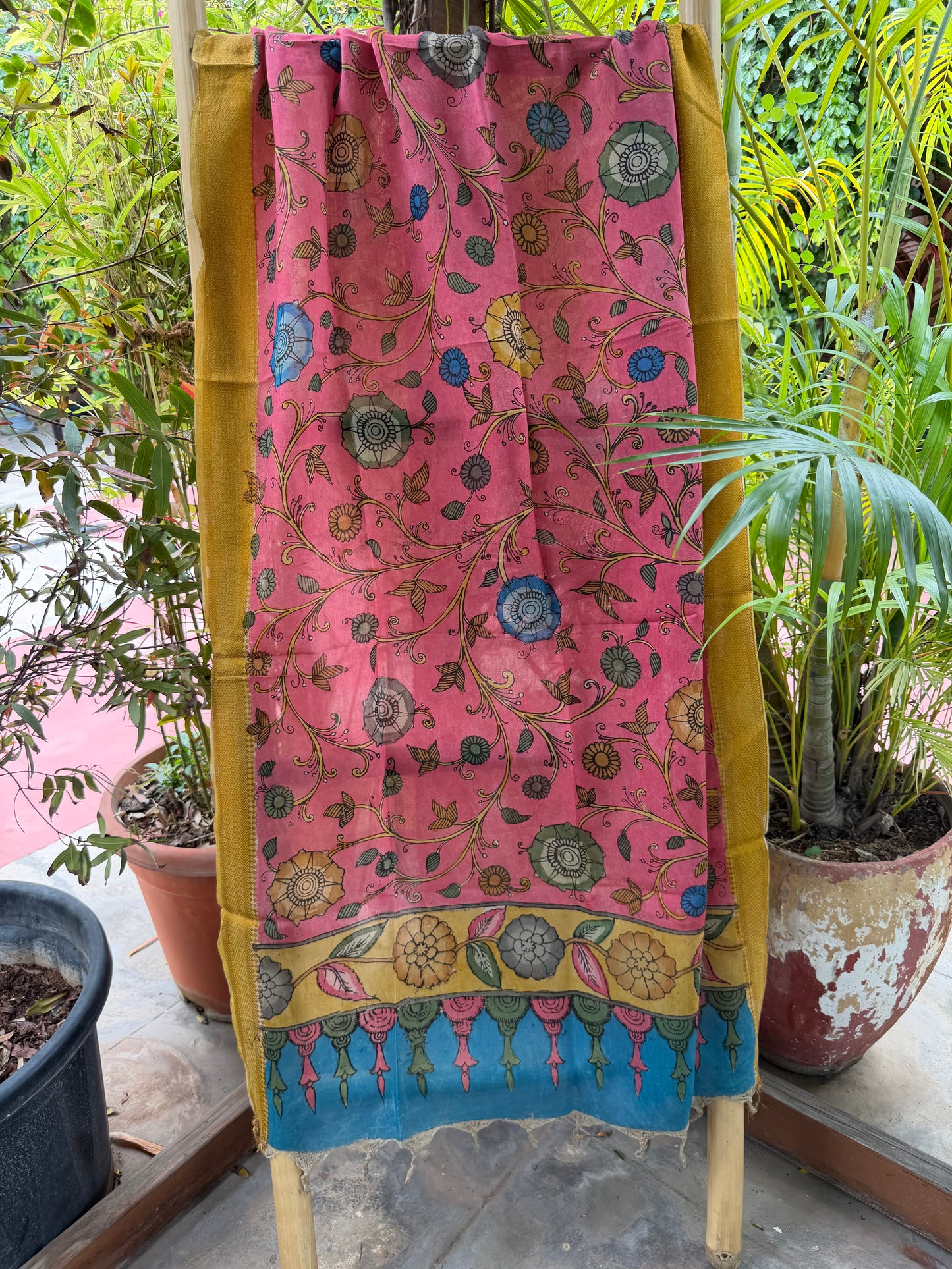 Bangalore silk penkalamkari dupatta