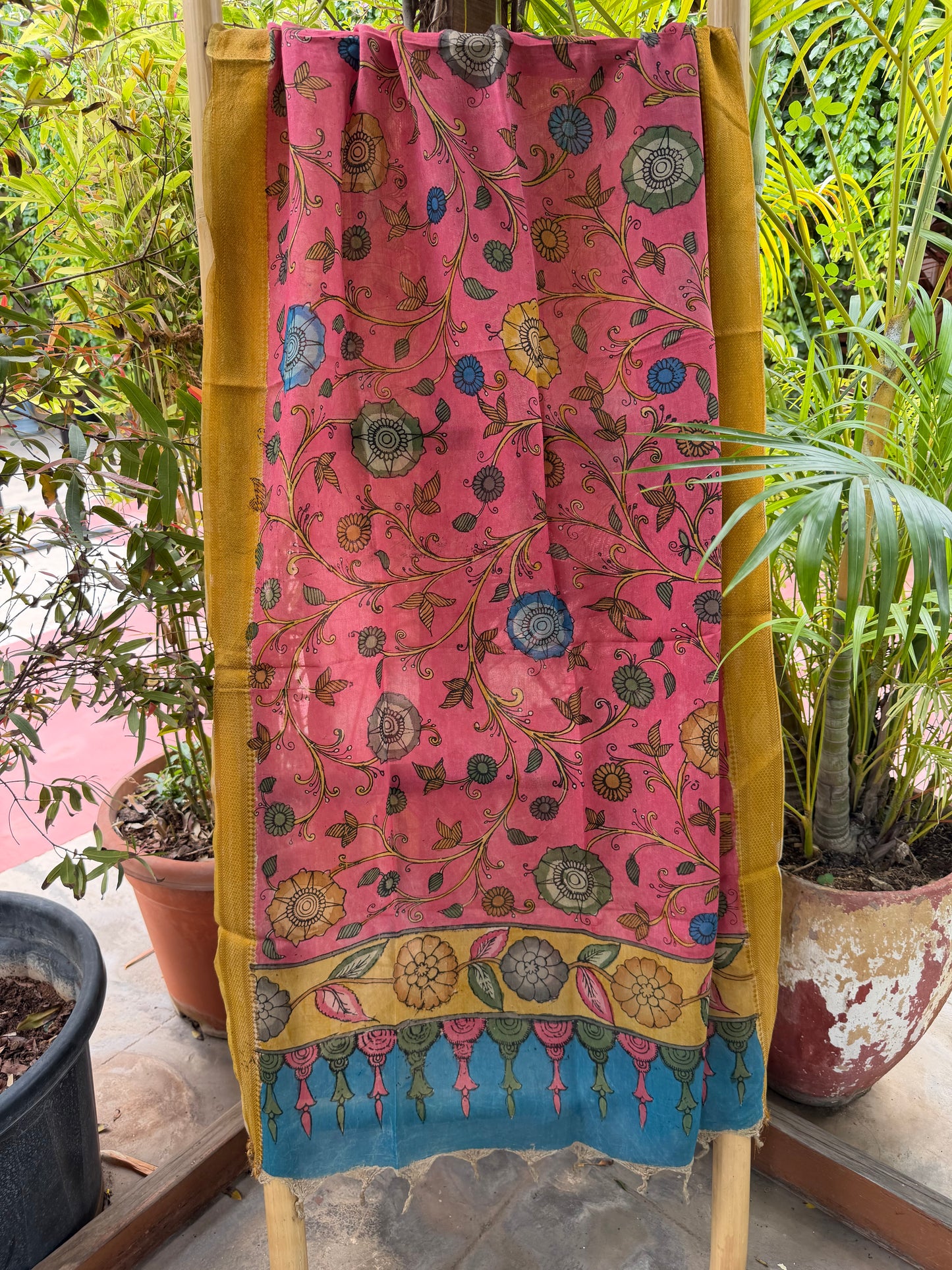 Bangalore silk penkalamkari dupatta