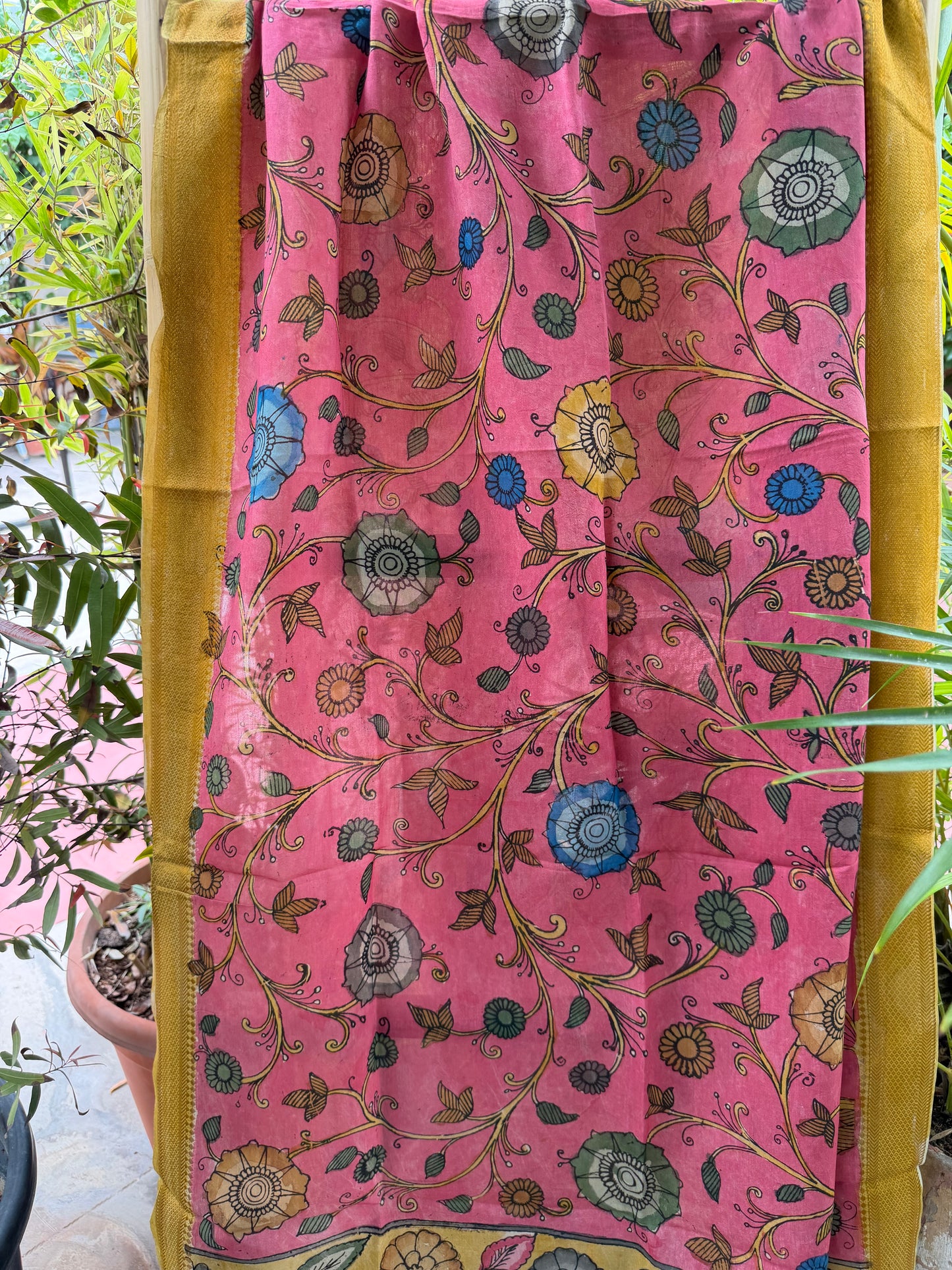 Bangalore silk penkalamkari dupatta