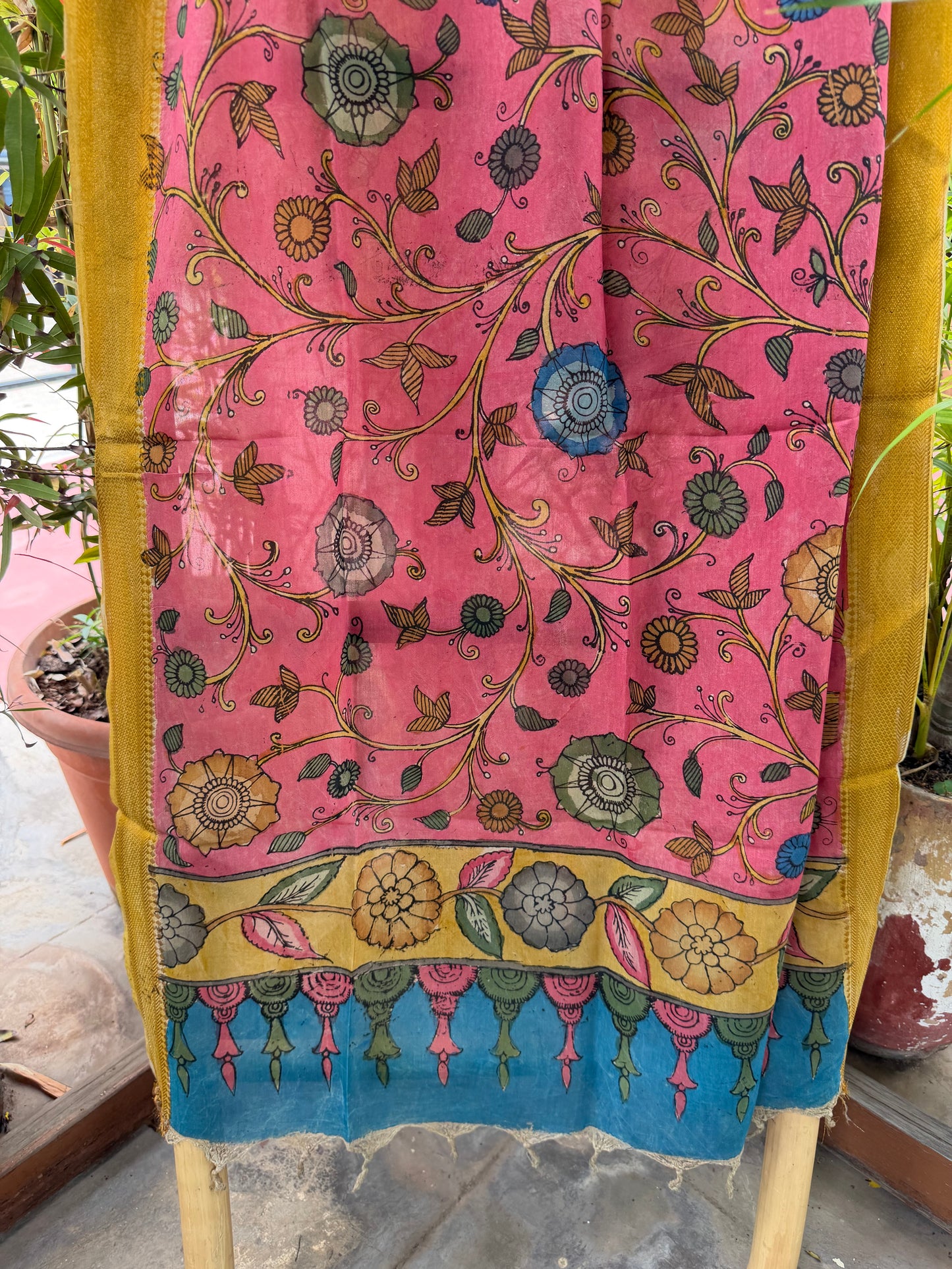 Bangalore silk penkalamkari dupatta