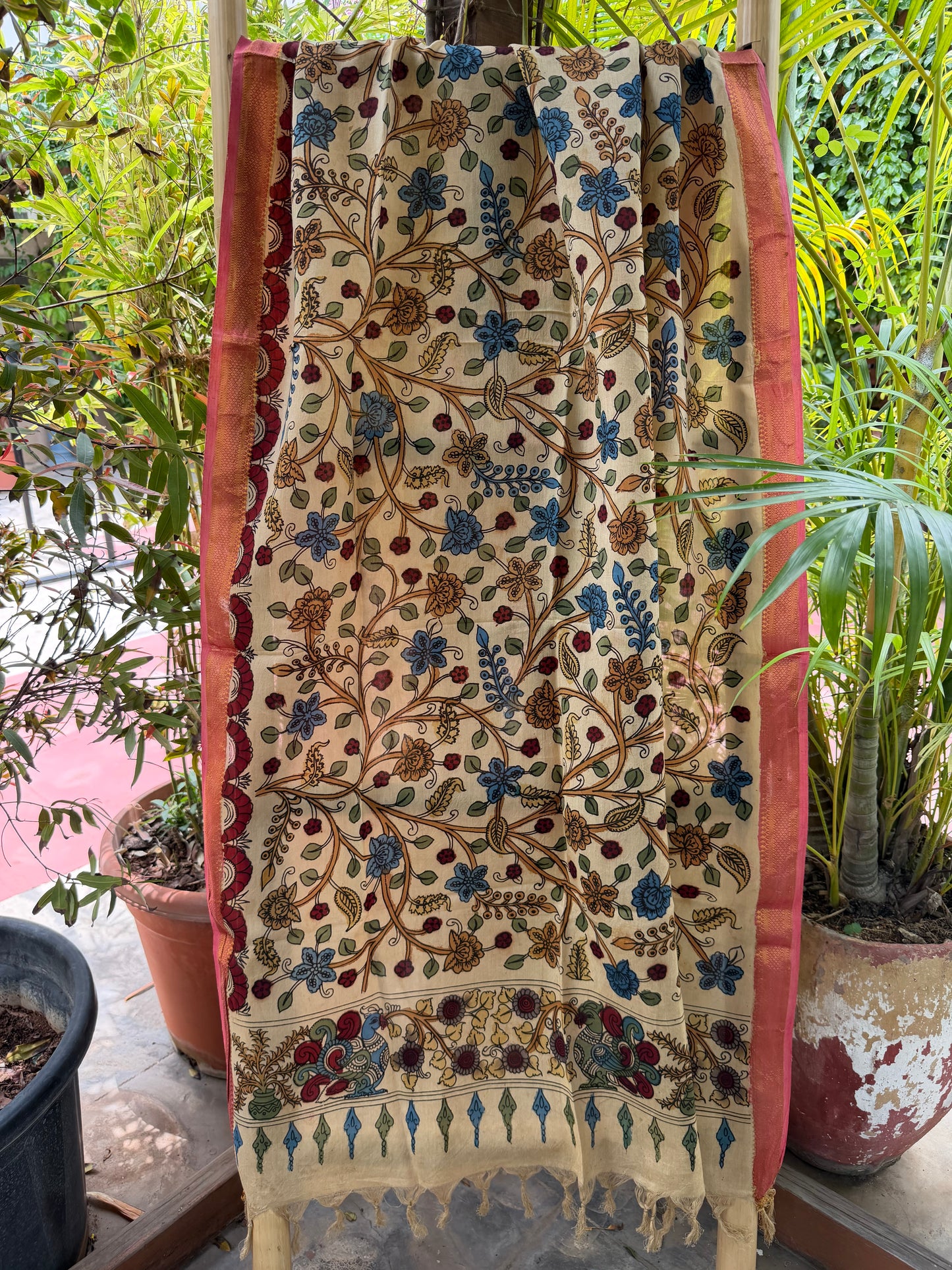 Bangalore silk penkalamkari dupatta