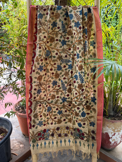 Bangalore silk penkalamkari dupatta