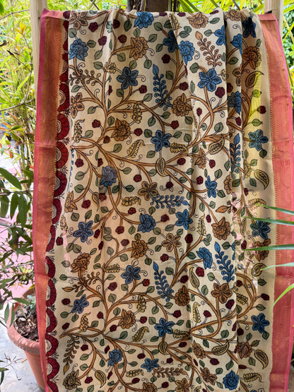 Bangalore silk penkalamkari dupatta