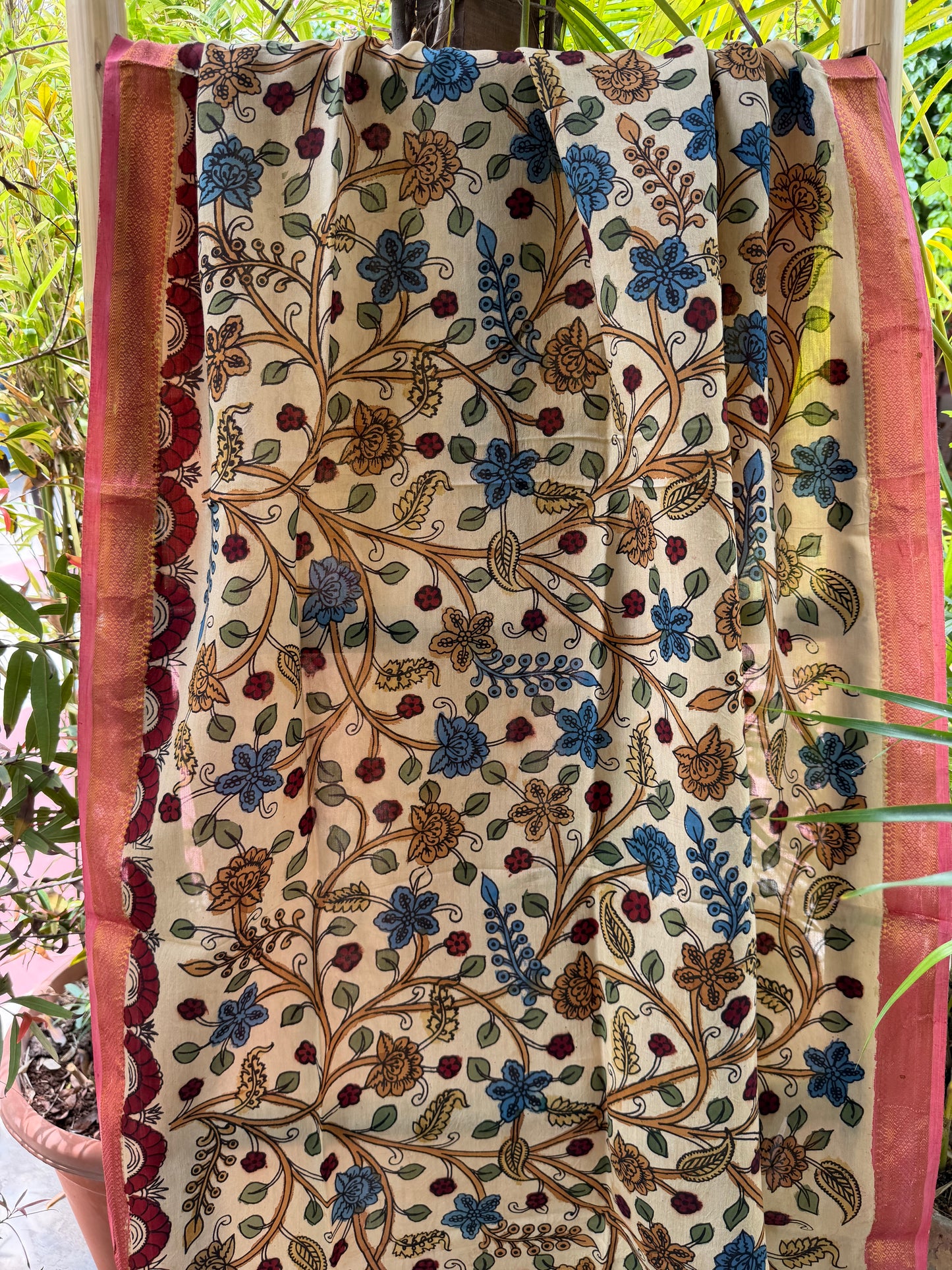 Bangalore silk penkalamkari dupatta