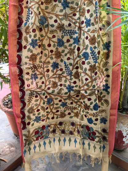 Bangalore silk penkalamkari dupatta